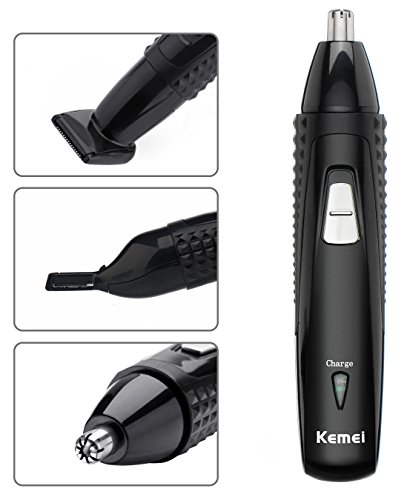 3 in 1 Wiederaufladbare Nasen-Ohr-Bart-Haar-Trimmer Portable Edelstahl+ABS Unisex Nasenhaarentfernung Epilierer für Nase/Ohren/Bart/Haar Gesicht Shave - 2