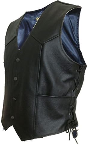 MBS LEATHER FASHION SIDE LACES CLASSIC VINTAGE WAISTCOAT VEST 4XL