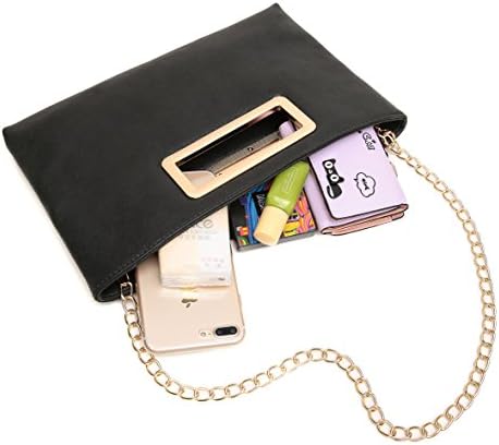 tuokener Evening Clutch Bag For Women Wedding Party Large Purses With Shoulder Chain Strap Ladies Tote Handbag(black)