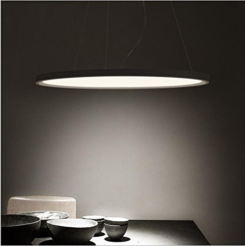 Preisvergleich Produktbild Esstischleuchte LED Pendelleuchte Büro Hängeleuchte Pendellampe rund Esstischlampe aus Acryl und Metall 24W Warmweiß 3000K Hängelampe höhenverstellbar Deckenlampe Büroleuchte Kronleuchter für Büro Esszimmer Wohnzimmer Schlafzimmer (Schwarz)