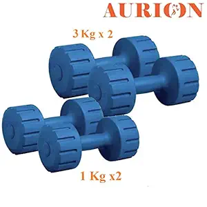 Aurion PVC Dumbbells Set Weights Fitness Home Gym Exercise Barbell (Pack of 4) Light Heavy for Women & Men?s Dumbbell