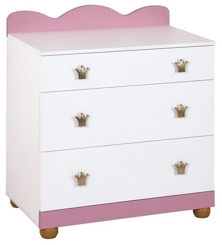 LOVELY BABY WARDROBE CUPBOARD SIDEBOARD PRINCESS WOODEN CHEST OF 3 DRAWERS