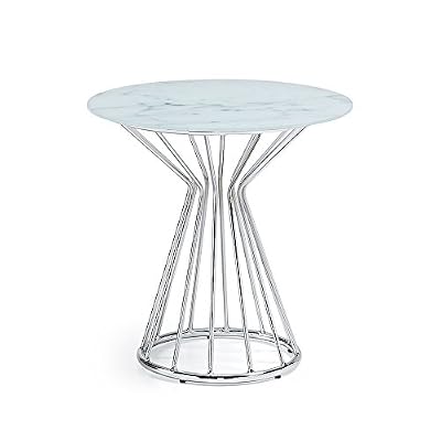 Kavehome Table d'appoint Emil, verre effet marbre