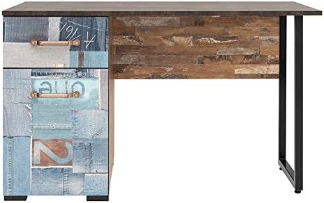 DRAGO -120cm-Wide-Office Home Desk- Plate And Jeans Body- 1-door 1-drawer -Teenage Room-Drawer System- Quality Desk - - Perfect For Office and Home - Workstation - PC Gaming Desk Table- Build-in Cont