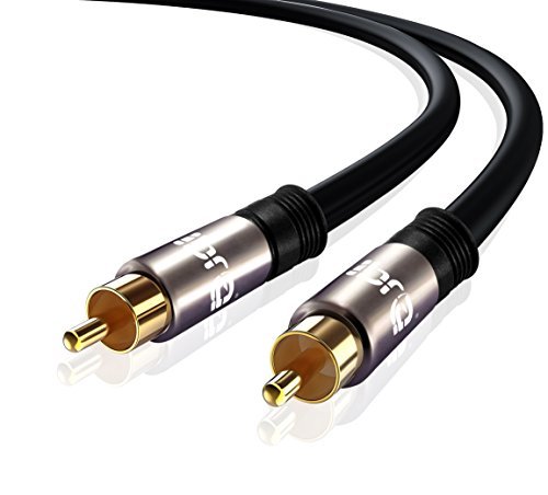 IBRA Cable de Audio RCA para Subwoofer de Doble blindaje y Conectores enchapados en Oro - 3 Metros/Gun