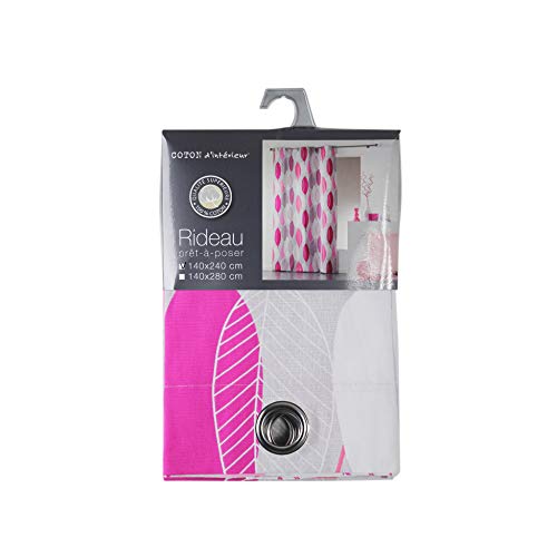 coton d'intérieur rideau a oeillets 140x240 cm coton leafy rose