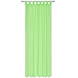 Beautissu® Transparenter Schlaufen-Vorhang Amelie – 140×245 cm Grün Uni – Voile Dekoschal Gardine Schlaufenschal - 4