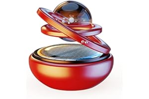 Kwak's Ambientador, aromaterapia de energía Solar combina suspensión y rotación difusor de Aceite Esencial con Doble Anillo interestelar, ambientador Tech(Rojo)