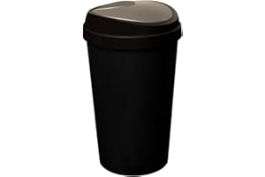 Spectraplast® 50L Top Touch Kitchen Bin Large Indoor Rubbish Bin with Coloured Lids (Black, Blue, Red, Silver, Green, Yellow) – Hands-Free Waste Disposal for Kitchen, Home, Office & Recycling (SILVER)