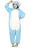ABYED® Jumpsuit Tier Karton Fasching Halloween Kostüm Sleepsuit Cosplay Fleece-Overall Pyjama Schlafanzug Erwachsene Unisex Lounge,Erwachsene Größe M - für Höhe 159-166CM Blauer Elefant