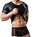 Produktbild VENMO Männer PU-Leder Taste Bar Weste ärmelloses Tank Top Lässige Gym Muscle Weste Männer PU Leder Optik Wetlook T Shirt Clubwear Ärmelloses Unterhemd Metallic Herren Reizwäsche (Sexy Black, XL)