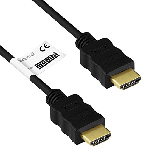 mumbi HDMI Kabel 2 Meter - 19pol. HDMI-Stecker>19pol, vergoldet, doppelte Abschirmung 1080p 1.3b