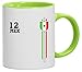 Produktbild Mexico Soccer World Cup Fussball WM Fanfest Gruppen bedruckte 2-farbige Kaffeetasse Bürotasse mit Spruch Motiv Streifen Trikot Mexiko, Größe: onesize,weiß/hellgrün