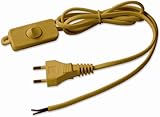 Fácil instalación Electraline 70528 - Cable con clavija e interruptor (1,5 m), color dorado