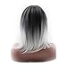 ROSENICE Synthetic Shoulder Length Fiber Straight Women's Ombre 2 Tones Full Wigs (Black + Light Gray)