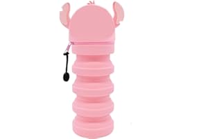 GDFJBG Federmäppchen 2 in 1 aus welchem Silicon,Kawaii Cartoon Stand Up Federmäppchen für Schreibwaren Unisex Kapazität Mäppchen Kosmetiktasche Bleistifttasche Niedliche (Rosa gefaltet)