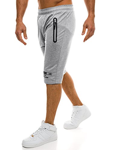 OZONEE Herren Hose Shorts Kurzhose Sporthose Bermudas Jogg Sportshorts Fitness RED FIREBALL W1072 - 2