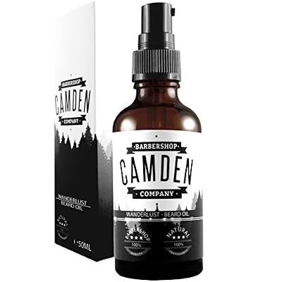Camden Barbershop Company: Huile à Barbe ‘WANDERLUST’: Soin de barbe premium & naturel aux arômes sauvages, avec action assouplissante (1 x 50 ml)