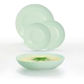 Luminarc Apy Paradise Green Opal Tableware Microwave Safe Refrigerator Stackable | Verde, dise&ntilde;o redondo, acabado brillo, vid