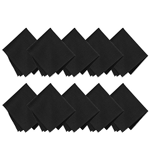 10Pcs Microfiber Cleaning Cloths for Cleaning Spectacles, Sunglasses, iPads, Smartphones, Tablets, Smart TVs, Lenses, Laptops and Jewellery (Black)