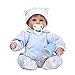 Produktbild Fafalloagrron 40,6 cm Silikonpuppe für Neugeborene, lebensechte Baby-Puppe, blauer Flanell, Einteiler, Mütze für Kinder