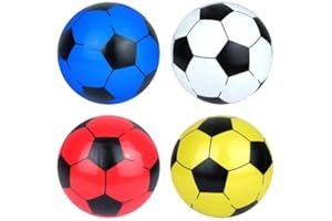 HiFEN® Pack of 4 Kids PVC Football Inflatable Lightweight Adjustable Assorted Colours Soccer Balls For Indoor Outdoor Play Toddler Toys Party Bags Fillers