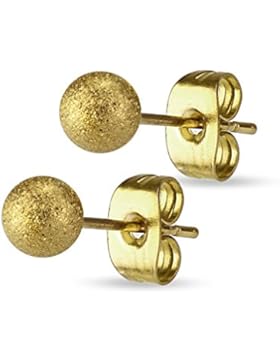 Paula & Fritz® 1 Paar Ohrstecker aus Edelstahl vergoldet, schwarz, rosévergoldet, silbern mit glitzernder Kugel...