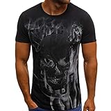 Yvelands Herren Männer T-Shirt Druck Casual Letters Tees Shirt Kurzarm Bluse Weste(Black,XXL)
