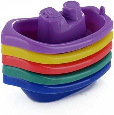 Aywav@ Bath Time Toys First Steps Baby Tub Play Floating Learning Activity Toddler Toys Multi Coloured Little Boats (Pack of 5)