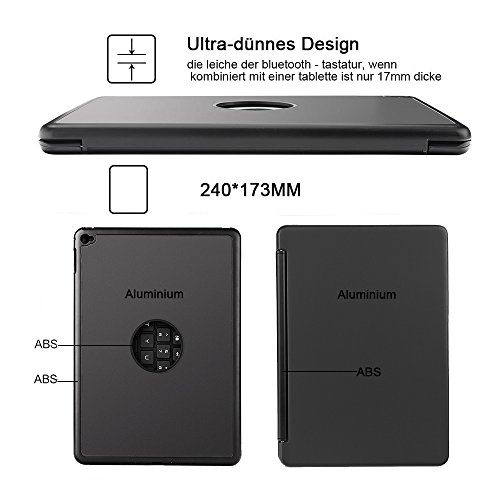 iPad Air 2 Tastatur Case Hülle, iEGrow F8S+ Deutsche Bluetooth Tastatur-Fall Case Cover mit 7 Farben Hintergrundbeleuchtung für iPad 6, Schutzhülle mit mit Auto Wake / Schlaf Funktion [QWERTZ Deutsches Tastaturlayout] Schwarz - 6