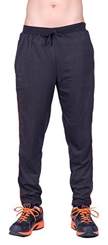Dfh Men's Cotton Track Pants (MPRBL001-34_Black_Large)