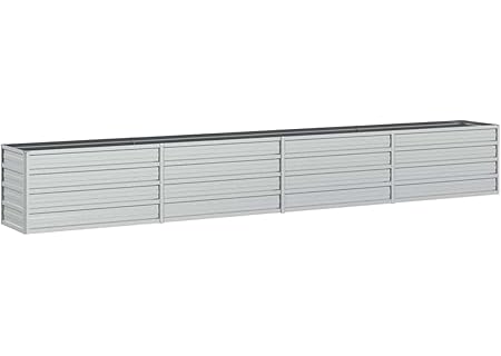 vidaXL Odlingslåda upphöjd galvaniserat stål 320x40x45 cm silver, odlings låda, blomlåda, blom låda, - Amazon Deal & Rabatt