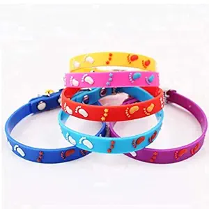 THE DDS STORE Adjustable Multiple Colors Cartoon Style Pet Dog Rubber Silicone Puppy Collar Training Collar Cat Collar with Bell (Sky Blue)