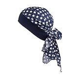 Material: Algodón Turbantes Pañuelos Cabeza Mujer de Satín para Cáncer, Sombrero de Pirata (D)