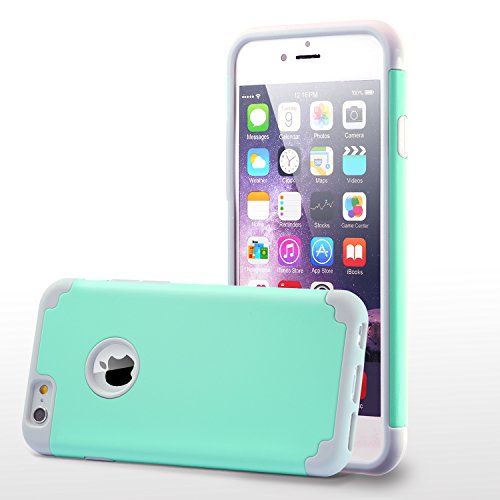 Funda iPhone 6S y Funda iPhone 6   4 7 pulgadas  2 en 1 compuesta Cubierta dura para y Dise  o impreso de Pc  silicona h  brida Protector de golpes fuertes Funda protectora verde menta gris 