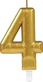 vela numero 4 png Edad Máxima: 99 Amscan - 9901776 Velas de Acabado Dorado Metálico # 4