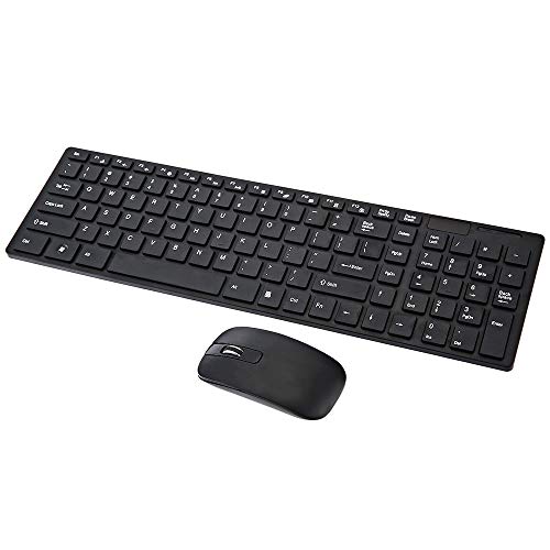 Twiclo Ultra Slim Thin Design White Black 2.4GHz Wireless Keyboard Mouse for Home Office PC Laptop Desktop Computer Keyboard Set