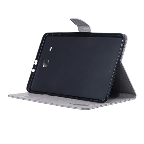 Samsung Galaxy Tab E 9.6-Inch SM-T560 Hülle, DEENOR Stilvoll 3D Drucken Feather und Vögel Serie Brieftasche Tasche PU Leder Flip Protective Stand Tasche Schutzhülle Hülle für Samsung Galaxy Tab E 9.6-Inch SM-T560 / T561 / T565.[Feather-Grey] - 4
