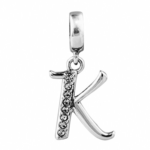 CHANGEABLE Charms K Letra Abalorio de Mujer de Plata de Ley