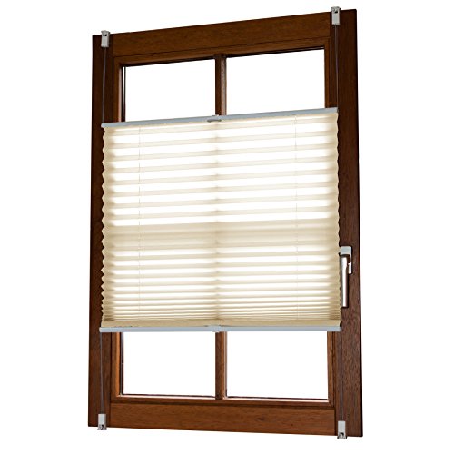 Plissee Beige Crash 55x140cm Rolladen Klemmfix Faltrollo Rollo ohne Bohren Jalousie Fertigplissee - 2