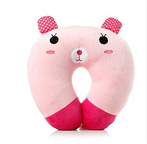 Preisvergleich Produktbild Reisekissen Tier Kinder Nackenkissen Nackenhörnchen Flugzeug Leicht Erwachsener U-Förmiges Kissen Flugzeuge Auto Zug (Rosa Bär)