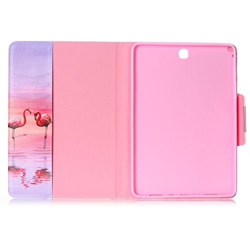 Samsung Galaxy Tab A 9.7 T550 Ledertasche Smart Cover,Samsung Galaxy Tab A 9.7 Hülle,Ekakashop Ultradünn Fashion Bunt Zwei Flamingos Muster Painting Flip Cover im Bookstyle Kunstleder Schutzhülle Magnetverschluss PU Leder Schale Ständer Hülle Case TPU Innere Tasche Etui mit Magnetverschluss Wallet Kreditkarte Card Holder Slot für Samsung Galaxy Tab A 9.7 SM-T550 + 1x Kostenlos Ständer (Farbe zufällig) - 5