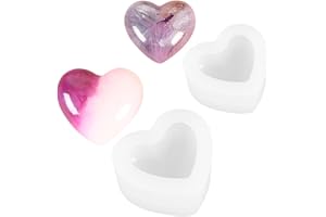 QHFlashbuy Candle Moulds, Pack of 2, Love Heart Shape Silicone Mould, Candle Holder, 3D Heart Silicone Soap Mould for DIY Handmade Soap Crafts, Tray Decoration