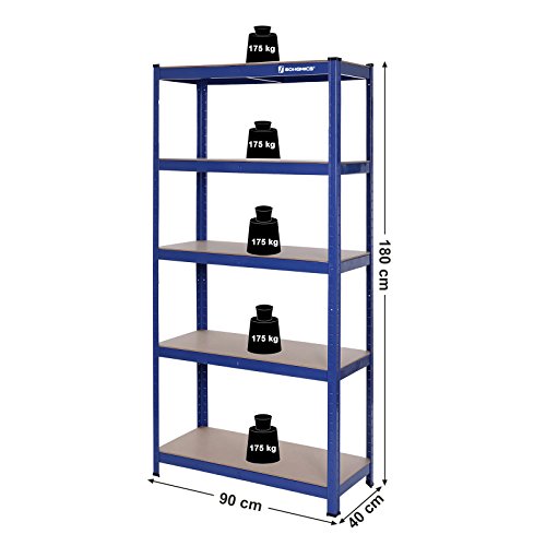 Songmics Lagerregal 180 x 90 x 40 cm pulverbeschichtet glatte Oberfläche TÜV Rheinland max. statische Belastung 875 kg GLR40Q - 3