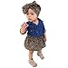 Produktbild Neugeborenes Kinderbekleidung 3PC Set Babyset Mädchen Kleidung Outfits Denim Shirt Leopard Rock Stirnband Bekleidungssets LMMVP(0.5-5Jahr (Blau, 110 (3-4Jahr)