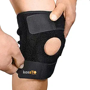 kossto Open Patella Adjustable Breathable Neoprene Knee Brace Support with Side Stabilizers for Knee Pain, Arthritis Pain, Meniscus Injuries for Men & Women Univeral size (Pack of 1)