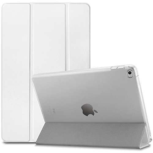 iPad Air 2 / iPad 6 Hülle, Infiland Ultra Dünn Tri-Fold Smart-Muschel PU Leder Ultra Schlank Superleicht Ständer Smart Shell Cover Schutzhülle Etui Tasche für Apple iPad Air 2 (2014 Modell)/ iPad 6(mit Auto Schlaf / Wach Funktion)(Transparent Weiß)
