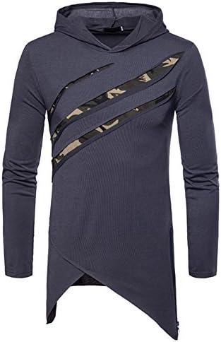 OXFLY Men's Hip Hop Hipster Camo Asymmetric Hem Tops Pullover Hoodies