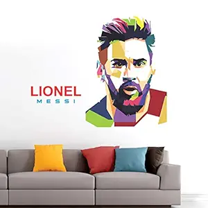 StickMe Lionel Messi - Football - Sports - Inspiration - Colorful - Warp - Art - Creative Wall Sticker  -SM587 (Multi Colour, Vinyl - 60cm X 60 cm )