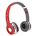 Produktbild samLIKE Noise Reduction HiFi-Kopfhörer Bluetooth Kabellos Headphone Unterstützung TF-Karte Headset mit Mikrofon Speaker für iPhone, Android Smartphones PC und MP3 Players usw ( Rot)